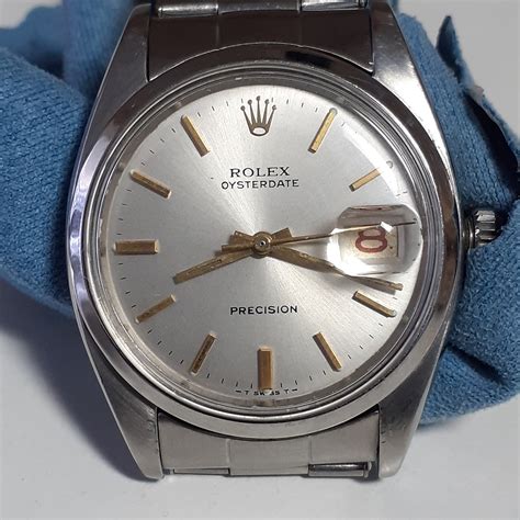 rolex precision ref 6494 with gold bezel and crown|rolex oyster date 6494.